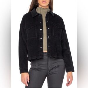 Celebrity Pink Black Corduroy Jean Jacket